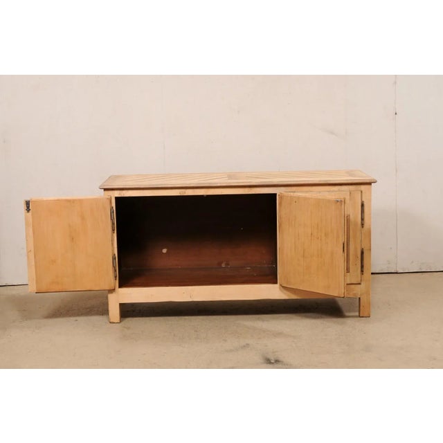 Mid 20th Century French Buffet Console With Chevron Pattern and Hidden Drawers Inside For Sale - Image 4 of 11