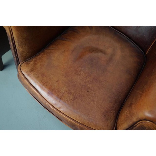 Vintage Dutch Cognac Colored Leather Club Chair, Set of 2 For Sale - Image 4 of 18