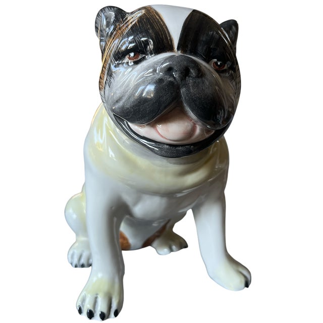 English Mid 20th Century Staffordshire Porcelain Pug Hand-Painted English Charm For Sale - Image 3 of 9