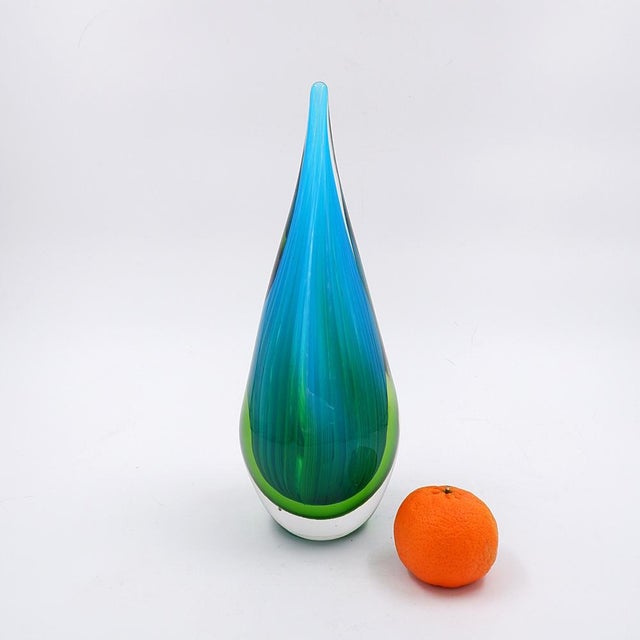 Style Flavio Poli for Seguso : Sommerso Glass Murano-style blown glass sculpture in the shape of a teardrop. Style: It...