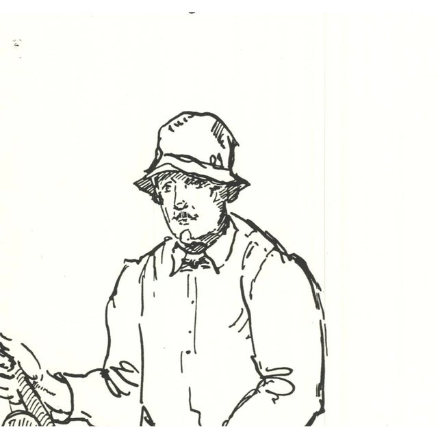 Modern Late 20th Century Y.b.r Fisherman Lithograph For Sale - Image 3 of 4