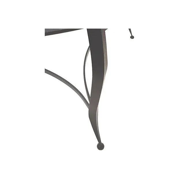 Contemporary Modernist Black Steel Round End Table Glass Top For Sale - Image 3 of 5