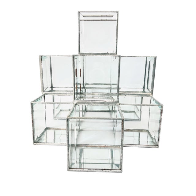 Beveled Leaded Glass Mirror 11 Cube 3 Tier Tealite Votive Candle Holder by the Working Glass, Berkeley, Ca For Sale - Image 4 of 7