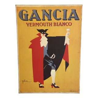 Vermouth Bianco Advertising Poster on Canvas by Eugenio Colmo for Gancia,1929 For Sale