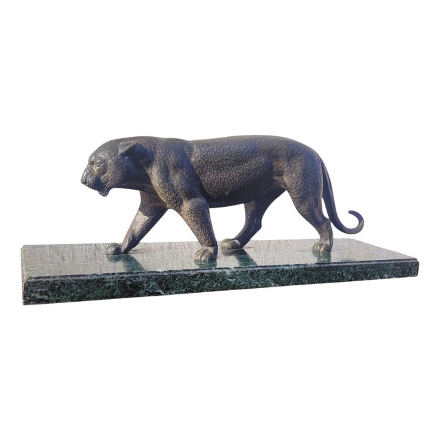 20th Century Art Deco Bronze & Marble Panther, 1920s For Sale