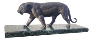 20th Century Art Deco Bronze & Marble Panther, 1920s