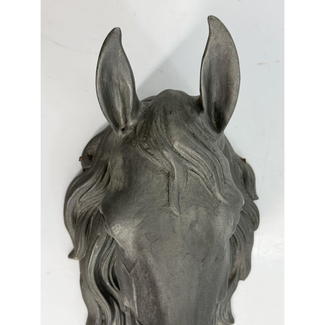 Vintage Cast Aluminum Horse Head Equestrian Wall Sculpture, Possibly French For Sale - Image 10 of 18