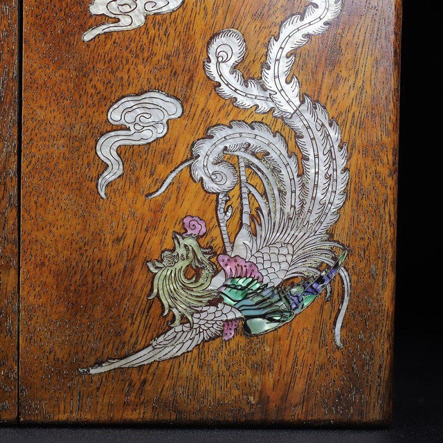 Brown Huali Rosewood Expanding Box Inlaid With Mother-of-Pearl For Sale - Image 8 of 10