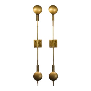 Revelation Modern Antique Brass Polar Sconces Pair For Sale