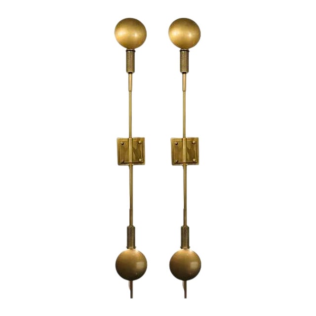 Revelation Modern Antique Brass Polar Sconces Pair For Sale