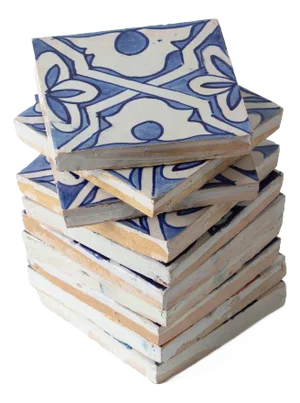 Light Blue Traditional Ceramic Backsplash Tiles - Set of 10 Tiles