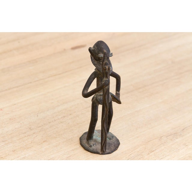 African Miniature African Dogon Bronze Figure For Sale - Image 3 of 7