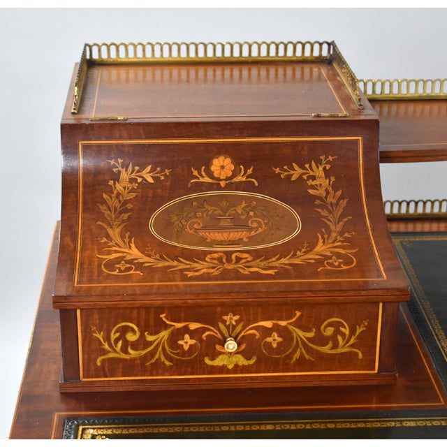 19th Century Victorian English Marquetry Inlaid Carlton House Desk For Sale - Image 13 of 18