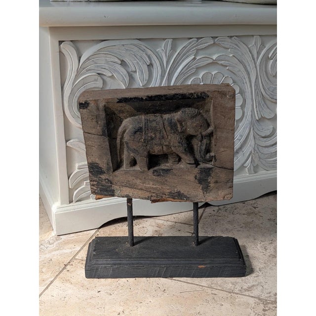 Early 20th Century Early 20th Century Antique Wooden Elephant Panel - India For Sale - Image 5 of 6