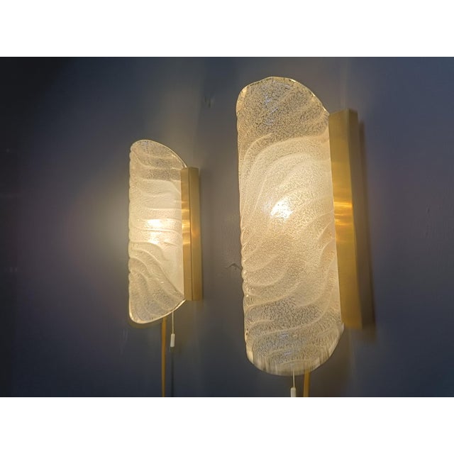Glass Glass and Brass Wall Sconces from Fischer Leuchten, 1960s, Set of 2 For Sale - Image 7 of 12