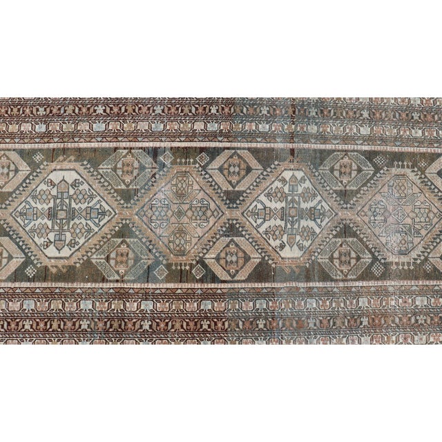 Antique Persian Hamadan Long Runner in Brown, Gray and Charcoal Background 2'11 X 18'1 For Sale - Image 9 of 15