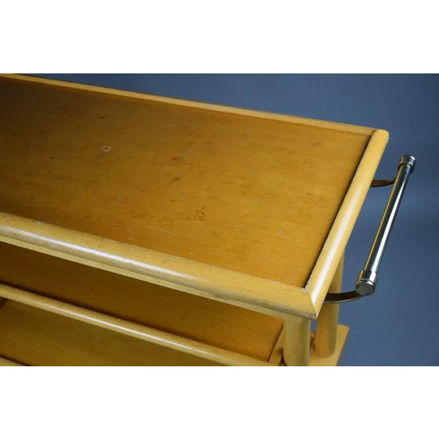 Gold French Wood and Brass Serving Trolley, 1990s For Sale - Image 8 of 11