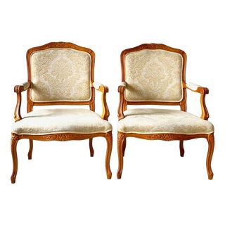 Louis XV Revival Rococo Style Beech Armchairs, England, 1950s, Set of 2 For Sale