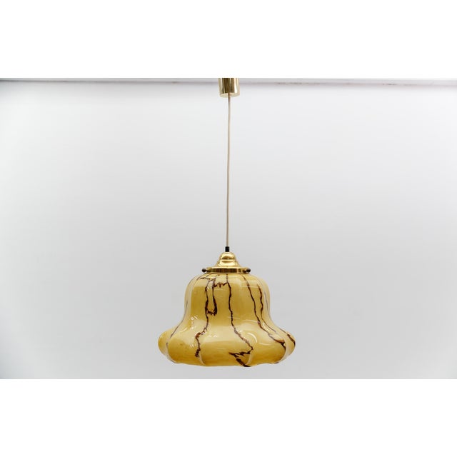 A beautiful art deco pendant lamp made of marbled glass, 1940s germany the lamp is executed with 1x e27 edison screw fit...