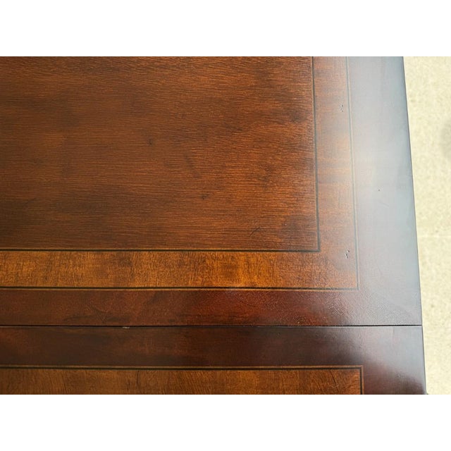 Drexel Heritage Banded Mahogany Double Pedestal Dining Table With Two Leaves For Sale - Image 17 of 17