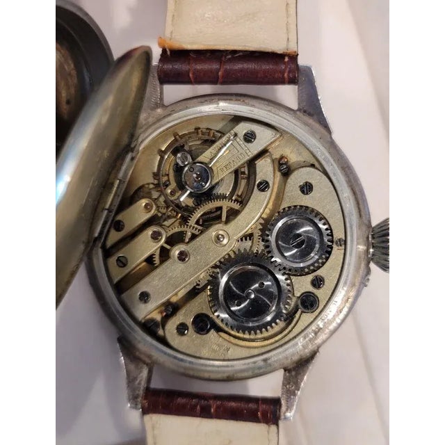 d.r. Antiques Oversized Silver Military Wrist Watch For Sale - Image 10 of 11