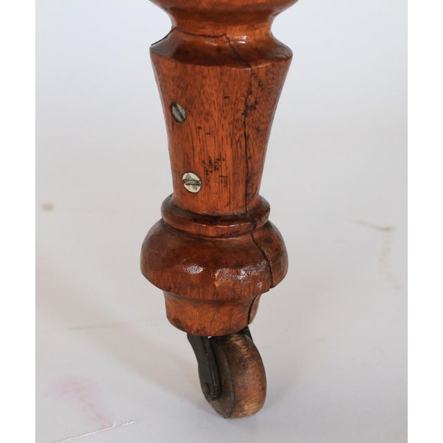 Brown Antique Solid Oak Oval Drop Leaf Dining Table For Sale - Image 8 of 12