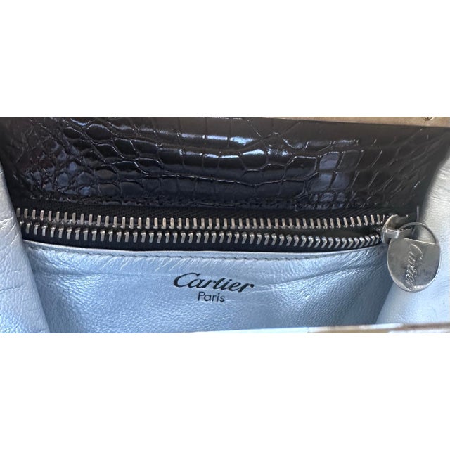 1990s Cartier Panthere Alligator Embossed Leather Clasp Shoulder Evening Clutch Bag For Sale In Los Angeles - Image 6 of 8