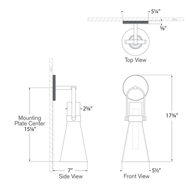 Metal Ian K. Fowler for Visual Comfort Signature Larkin Medium Conical Bracketed Sconce in Polished Nickel with Clear Glass For Sale - Image 7 of 8