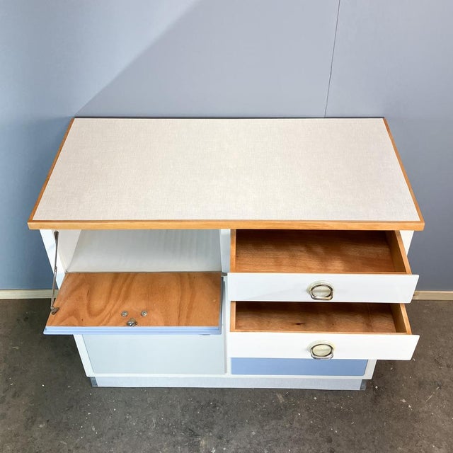 Kitchen Cabinets with Blue-Grey Mottled Formica Top, 1960s, Set of 2 For Sale - Image 13 of 17