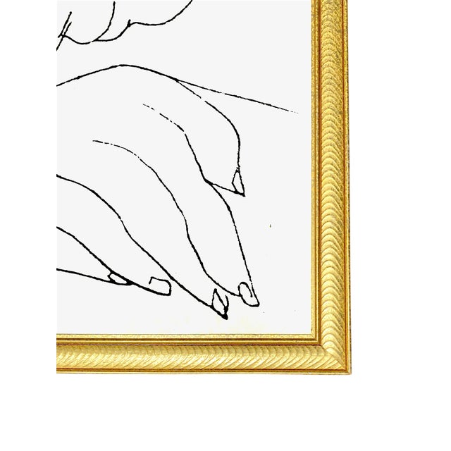 Pablo Picasso Mid 20th Century Pablo Picasso Lithograph "Sleeping Woman" Large 41.5" Gold Frame Art Decor For Sale - Image 4 of 8