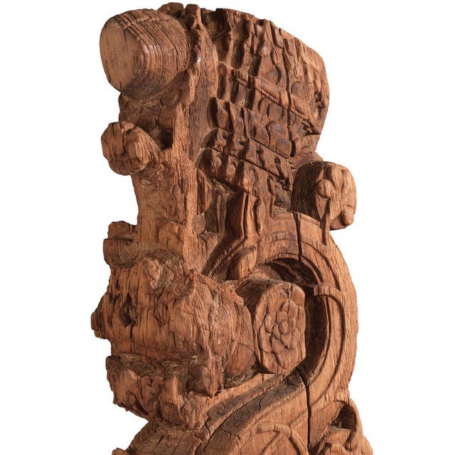 Carved Wooden Bracket on Iron Stand, 1950s For Sale - Image 3 of 6