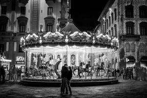 2019 "The Rides" Black and White Photograph on Digital Paper by Maria Grazia Facciolà