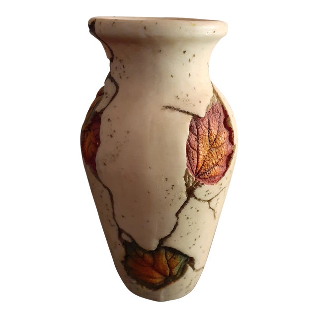1980s Art Studio Leaf Engraved Bud Vase For Sale