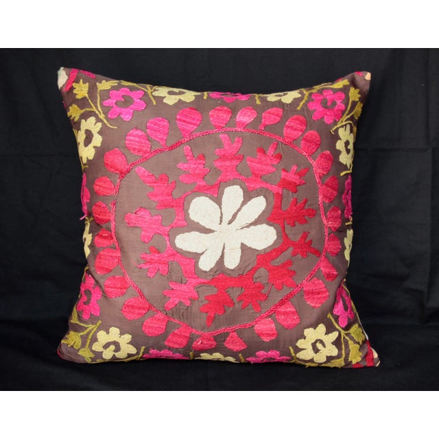 Contemporary Needle Work Suzani Pillow Cover For Sale - Image 10 of 10