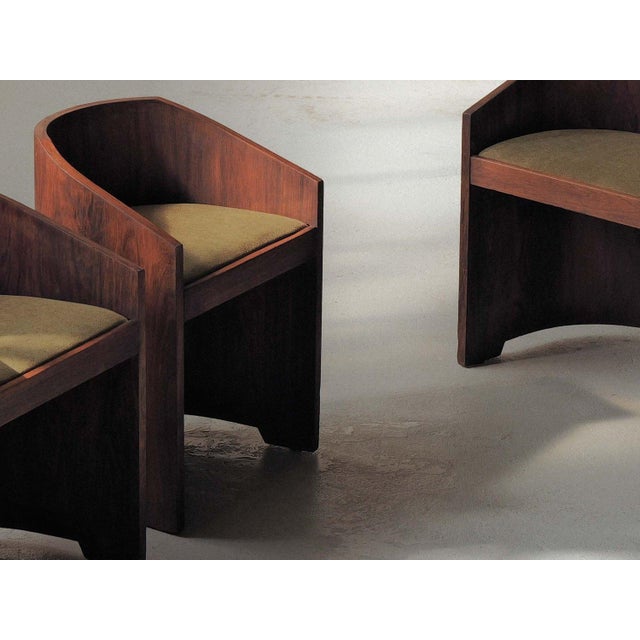 Olive Art Deco Armchairs in Veneer, 1930, Set of 4 For Sale - Image 8 of 18
