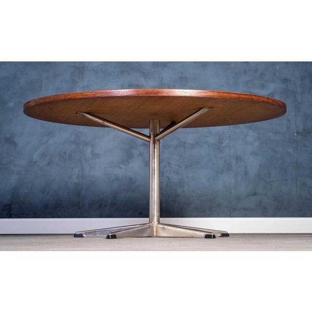 1960s Round Rosewood Coffee Table on Steel Base, Denmark, 1960s For Sale - Image 5 of 10