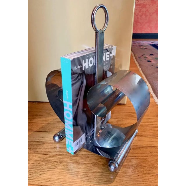 Metal Norman Bel Geddes Magazine Rack For Sale - Image 7 of 8