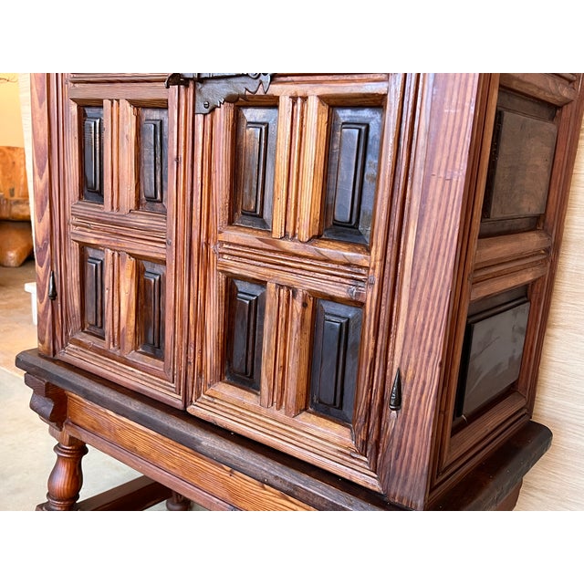 Spanish Baroque Cabinet Bar in Carved Walnut, 1940s For Sale - Image 9 of 10