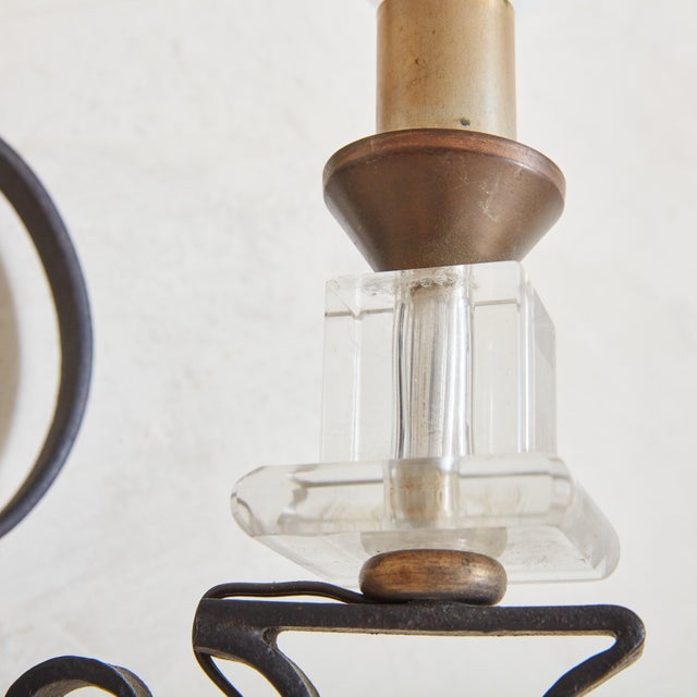 Black Black Iron + Glass Wall Sconce, France 1950s - 2 Available For Sale - Image 8 of 12