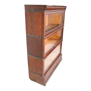 3 Stack Oak Globe Wernicke Barrister Bookcase For Sale