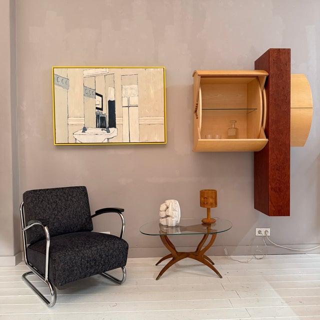 Vintage Tubular Steel Cantilever Armchair in Black Upholstery, 1930s For Sale - Image 6 of 12