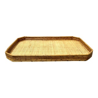 Vintage Pencil Reed Crespi Style Bamboo Tray For Sale