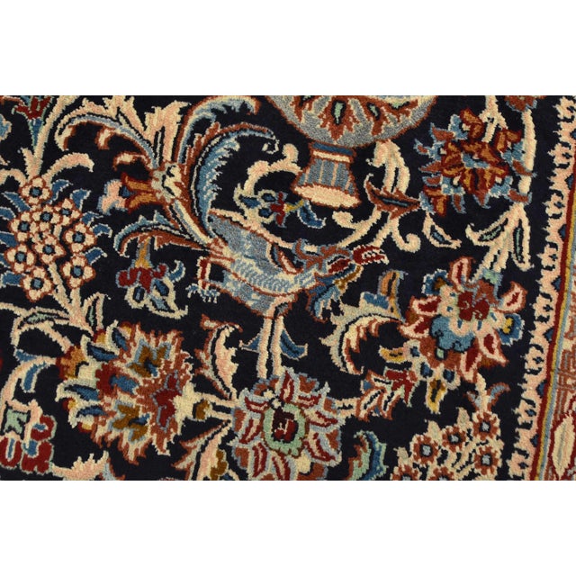Fine Kashmar Rug 6’4” X 9’5” Blue Wool Vintage Hand-Knotted Oriental Carpet For Sale - Image 4 of 15