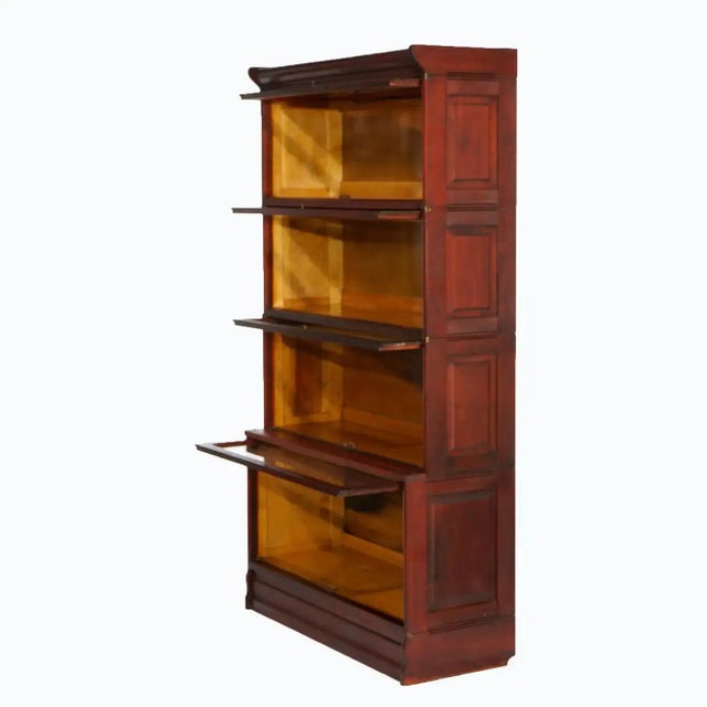 Antique Arts & Crafts Mahogany Barrister Bookcase with Raised Panels, Circa 1910 For Sale - Image 6 of 12