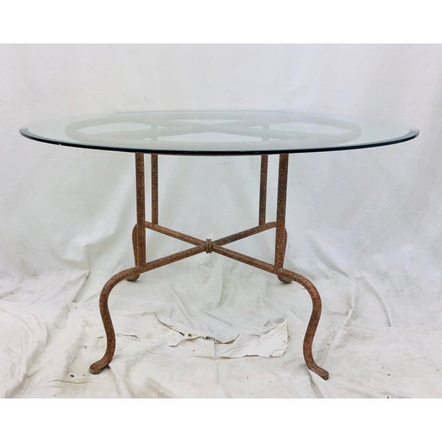 Metal Table With Beveled Glass Top Chairish