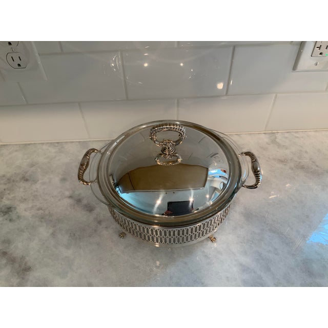 Vintage Footed Silver Lidded Serving Dish With Glass Insert For Sale - Image 4 of 9