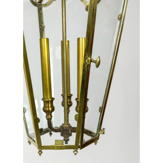Brass Belle Epoque Brass Tapered Hex Lantern For Sale - Image 8 of 13