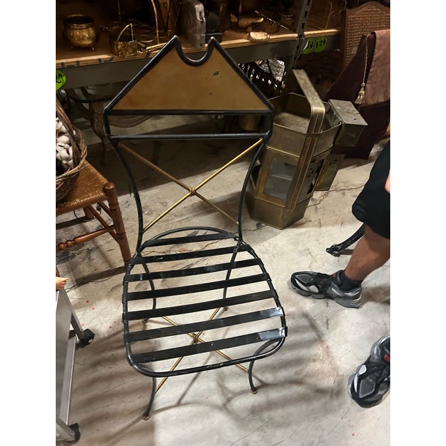 1970s 1970s Gold and Black Skinny Wired Chair For Sale - Image 5 of 6