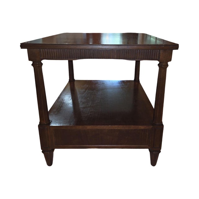 Vintage Henredon Fine Furniture Two-Tier End Table With Drawer & Brass Hardware For Sale - Image 9 of 9