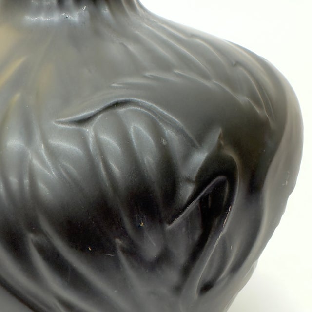 Large Matte Black Ceramic Vase With Relief Crane Motif by Haeger No. 7105 For Sale - Image 9 of 11